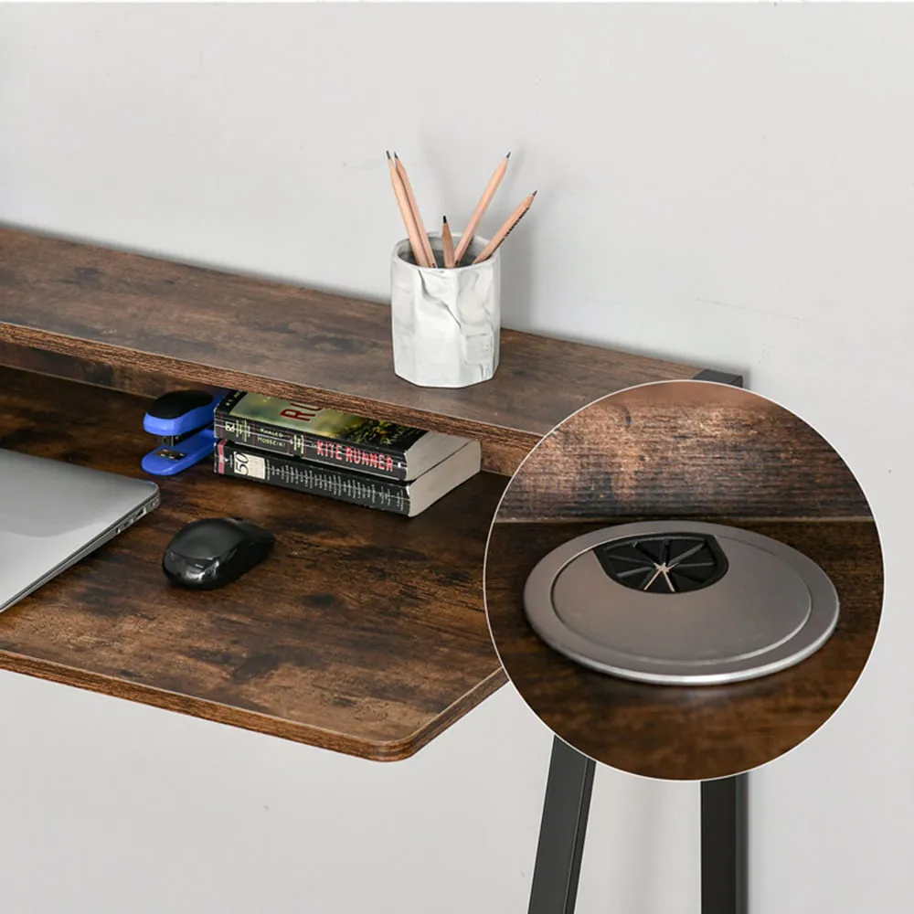 Industrial Office Desk with Shelf - Brown