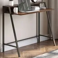 Industrial Office Desk with Shelf - Brown