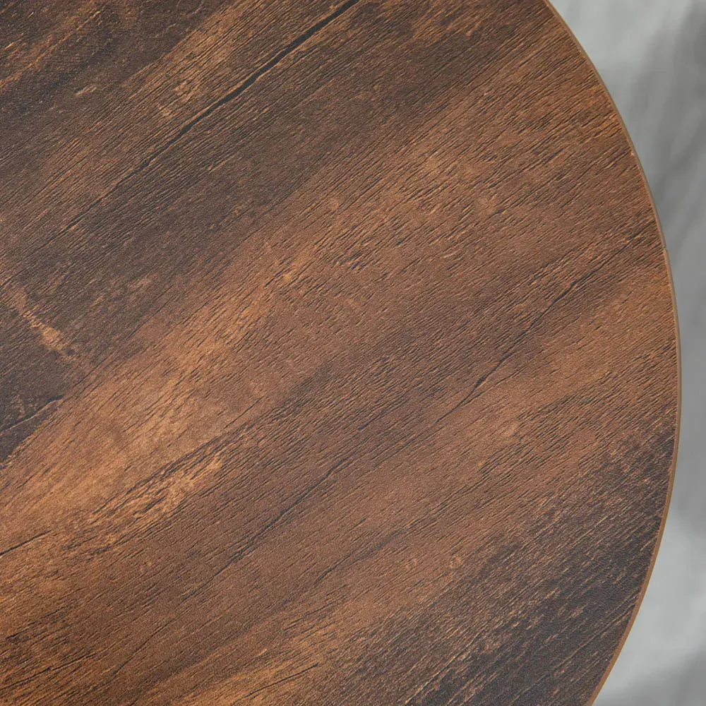 Industrial Round Bar Stool Set of 2 - Brown