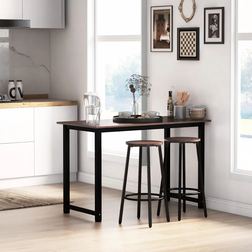 Industrial Round Bar Stool Set of 2 - Brown