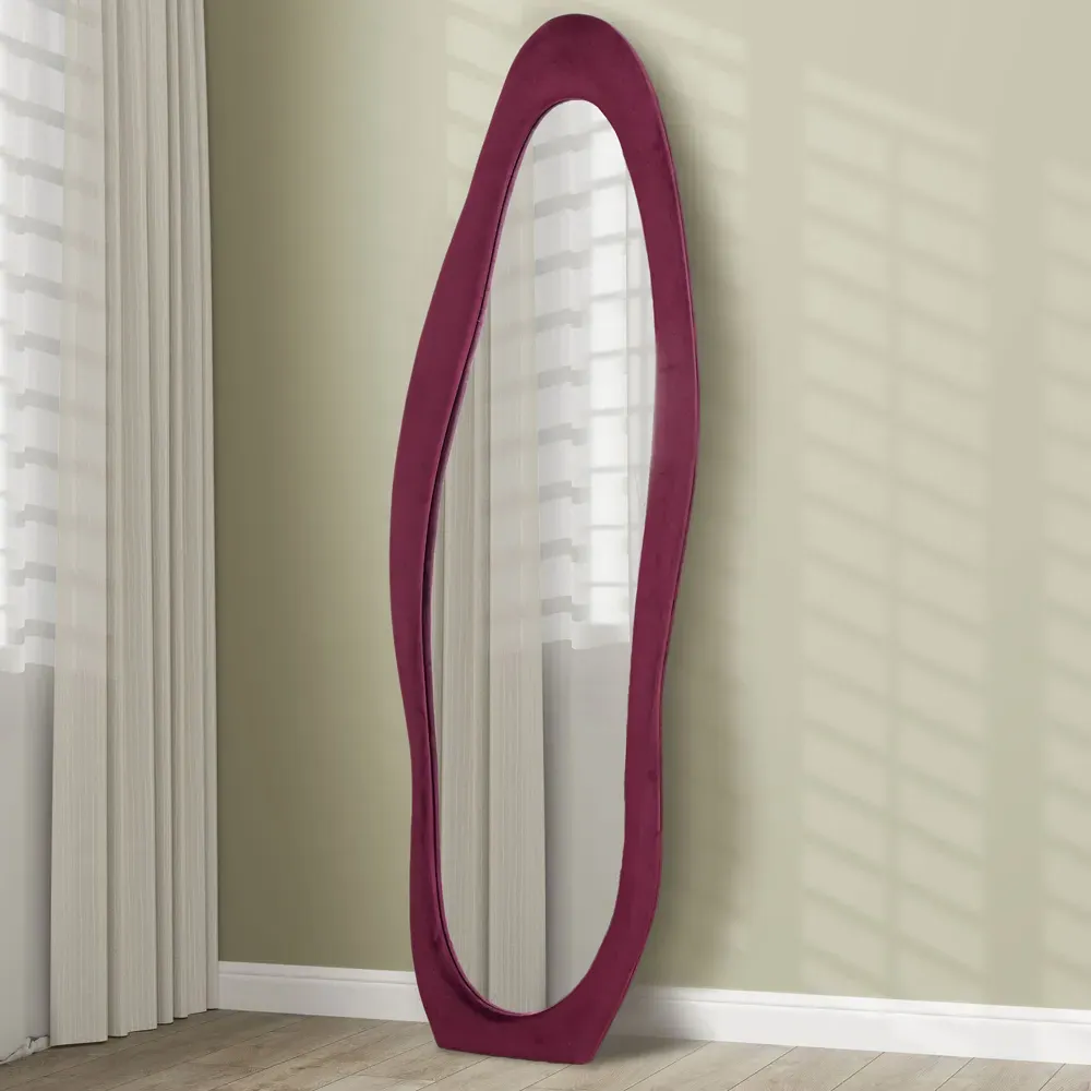 Irregular Full Length Mirror - Red, Velvet