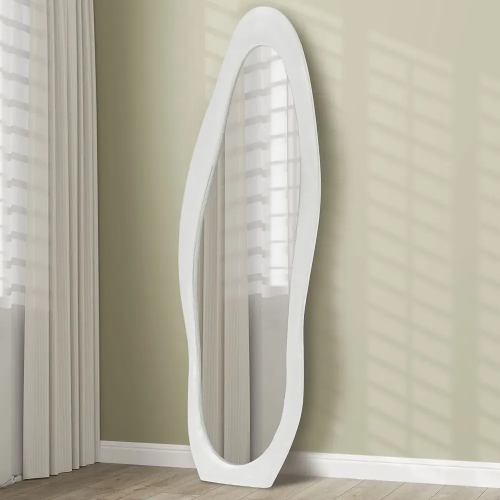 Irregular Full Length Mirror - White, Velvet