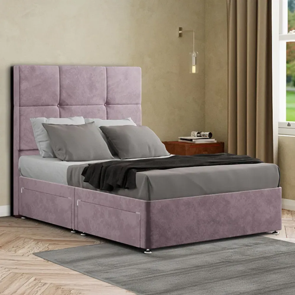 Jacob Double Divan Bed Frame with 2 Drawers - Pink