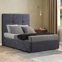 Jacob Double Divan Bed Frame with 2 Drawers - Silver