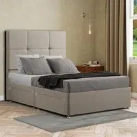 Jacob Double Divan Bed Frame with Storage - Cream, Malham Weave