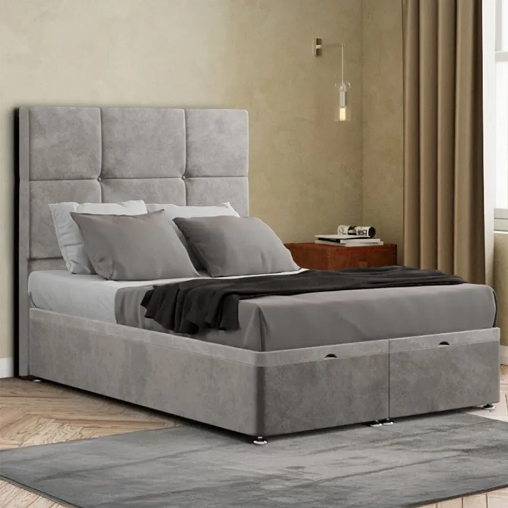Jacob Double Ottoman Bed with Storage - Silver