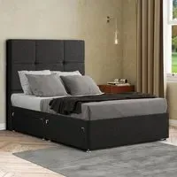 Jacob King Size Divan Bed Frame with Storage - Black, Linen