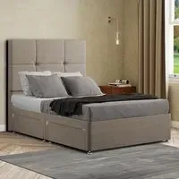 Jacob King Size Divan Bed Frame with Storage - Cream, Linen