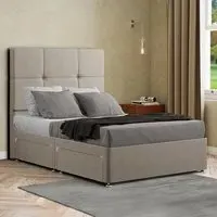 Jacob King Size Divan Bed Frame with Storage - Cream, Malham Weave