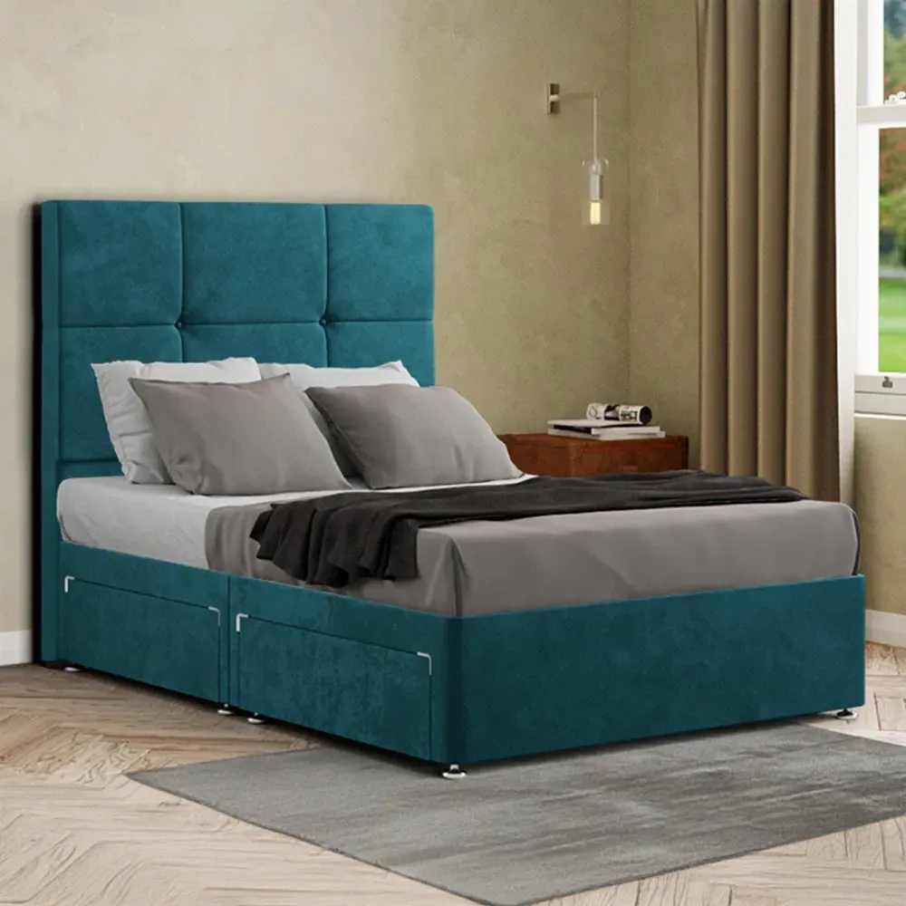 Jacob Single Divan Bed Frame with 2 Drawers - Green image
