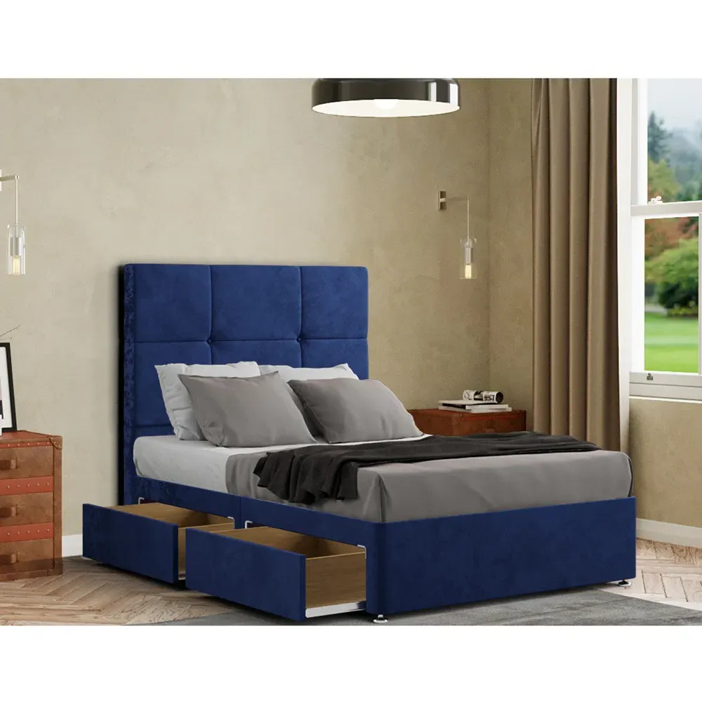 Jacob Single Divan Bed Frame with 2 Drawers - Navy