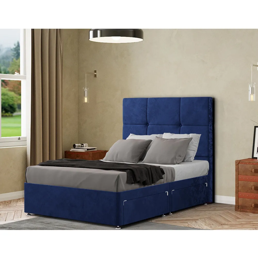 Jacob Single Divan Bed Frame with 2 Drawers - Navy
