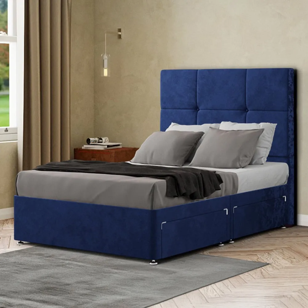 Jacob Single Divan Bed Frame with 2 Drawers - Navy