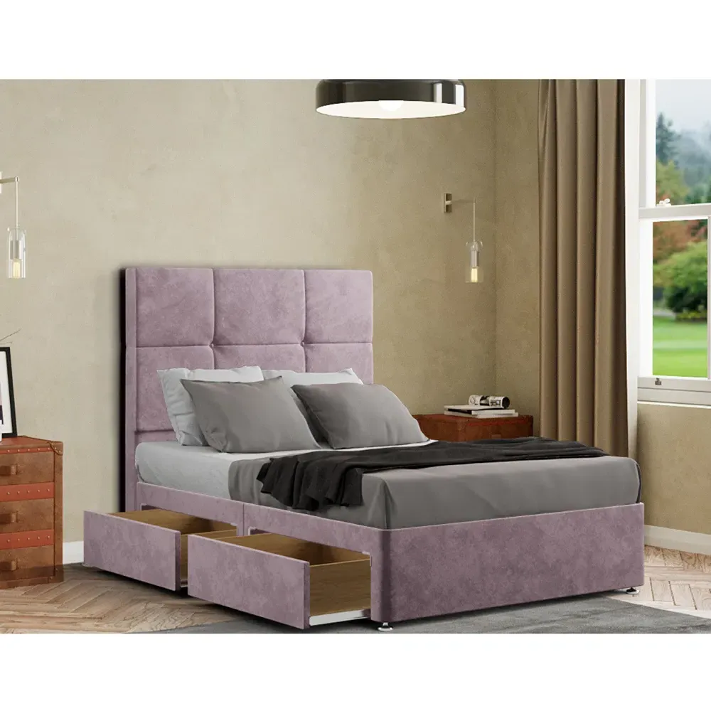 Jacob Single Divan Bed Frame with 2 Drawers - Pink