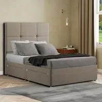 Jacob Single Divan Bed Frame with Storage - Cream, Linen