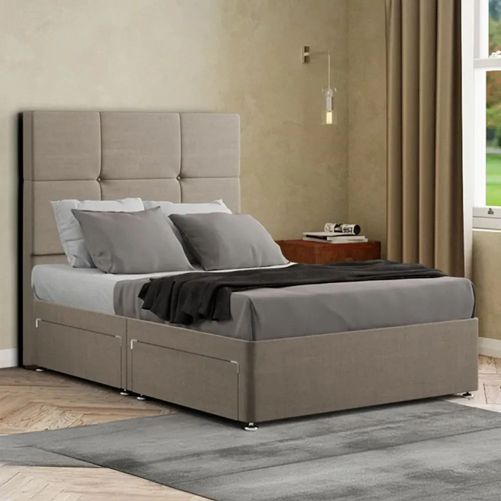Jacob Single Divan Bed Frame with Storage - Cream, Linen