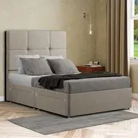 Jacob Single Divan Bed Frame with Storage - Cream, Malham Weave