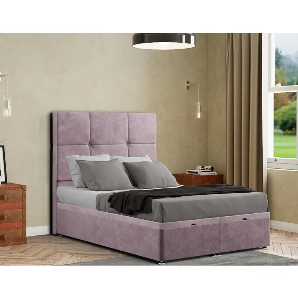 Jacob Single Ottoman Bed with Storage - Blush