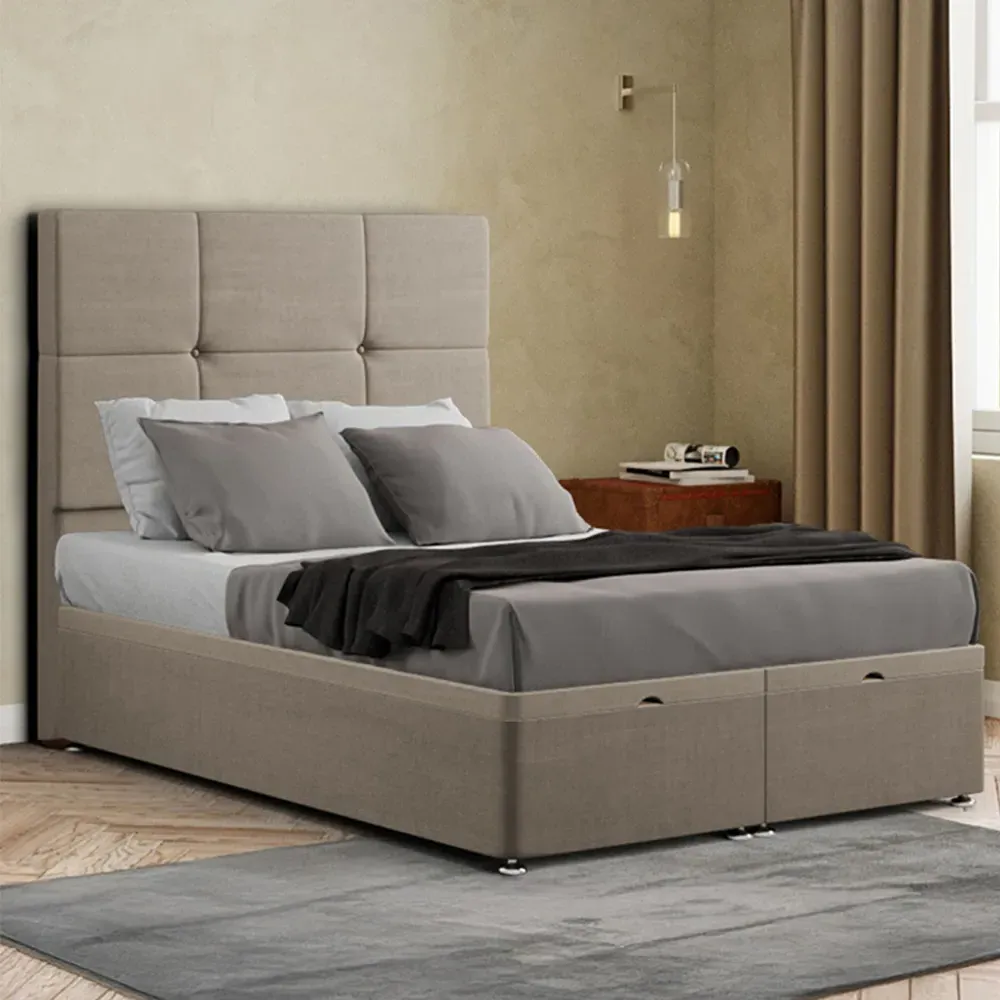 Jacob Single Ottoman Bed with Storage - Cream