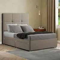 Jacob Small Double Divan Bed Frame with Storage - Cream, Linen