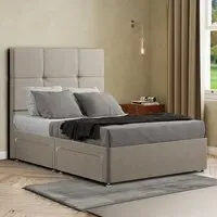 Jacob Small Double Divan Bed Frame with Storage - Cream, Weave