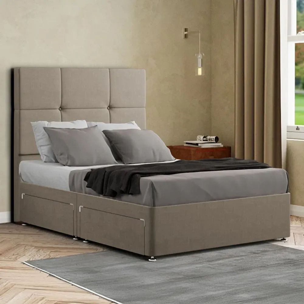 Jacob Small Double Divan Bed Frame with Storage - Cream