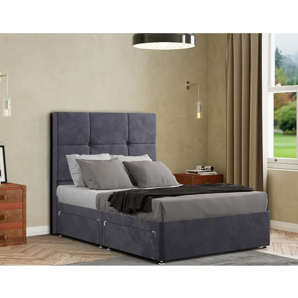 Jacob Small Double Divan Bed Frame with Storage - Silver