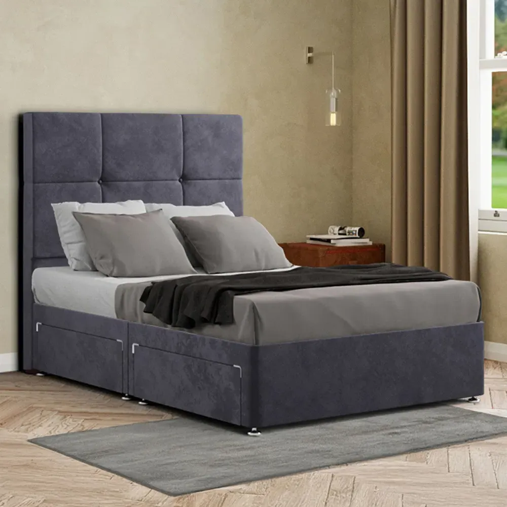 Jacob Small Double Divan Bed Frame with Storage - Silver