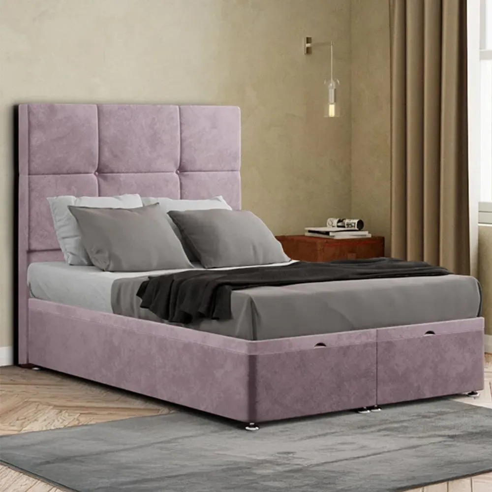 Jacob Small Double Ottoman Bed with Storage - Pink