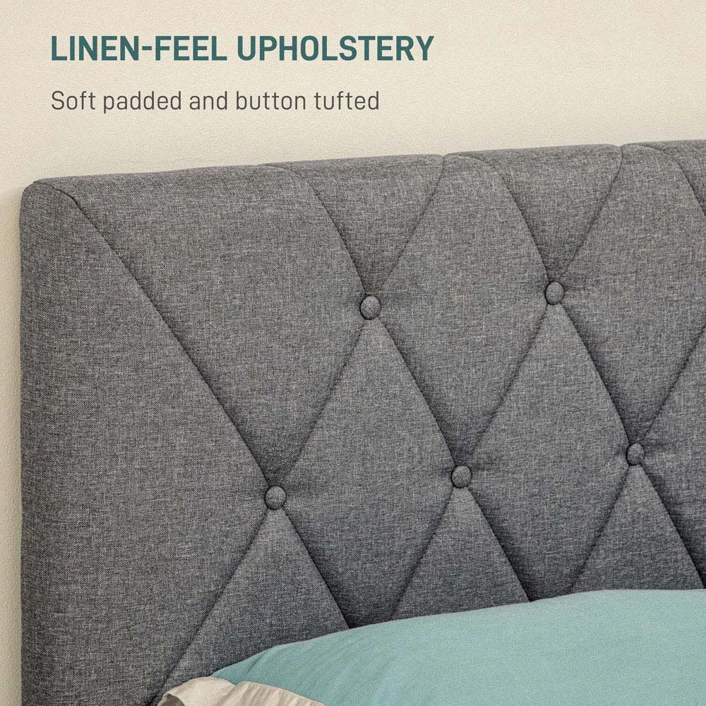 King Size Adjustable Bed Frame - Grey, Linen