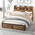 King Size Steel Bed Frame with Storage - Brown