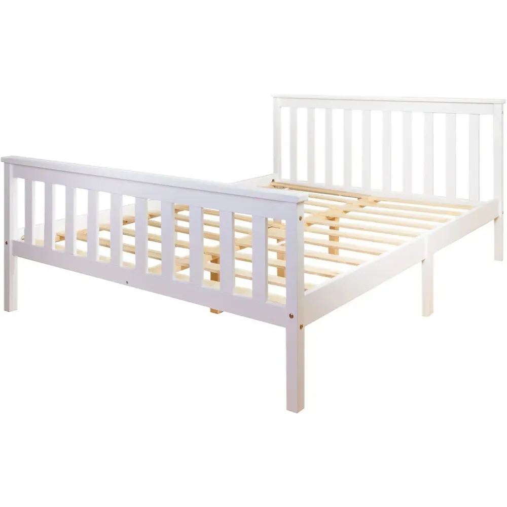 King Size Wooden Bed Frame - White, Pine