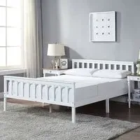 King Size Wooden Bed Frame - White, Pine