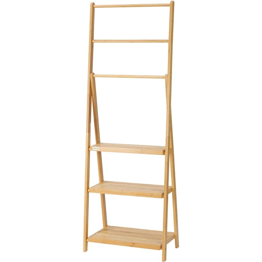 Kleankin Freestanding Towel Rack - Brown, Bamboo image