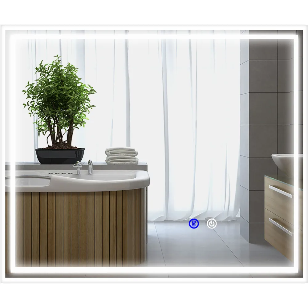 Kleankin LED Bathroom Mirror with Defog - Clear image