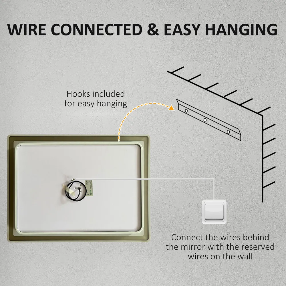 Kleankin LED Bathroom Mirror with Dual Lighting - Clear