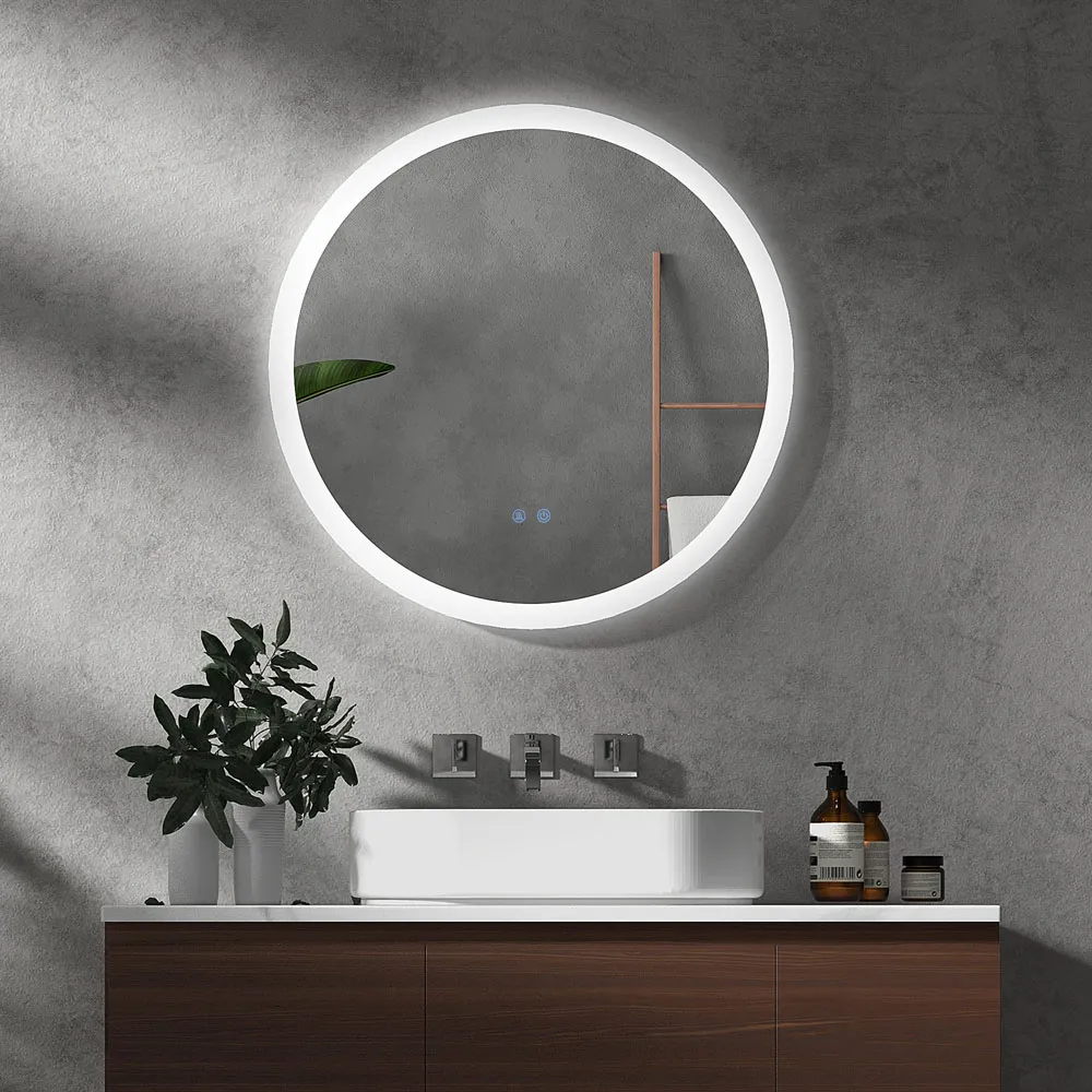Kleankin Round LED Illuminated Bathroom Mirror - Silver