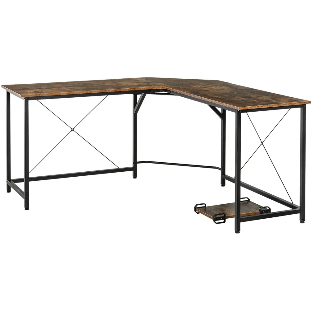 L-Shape Corner Gaming Computer Desk - Brown