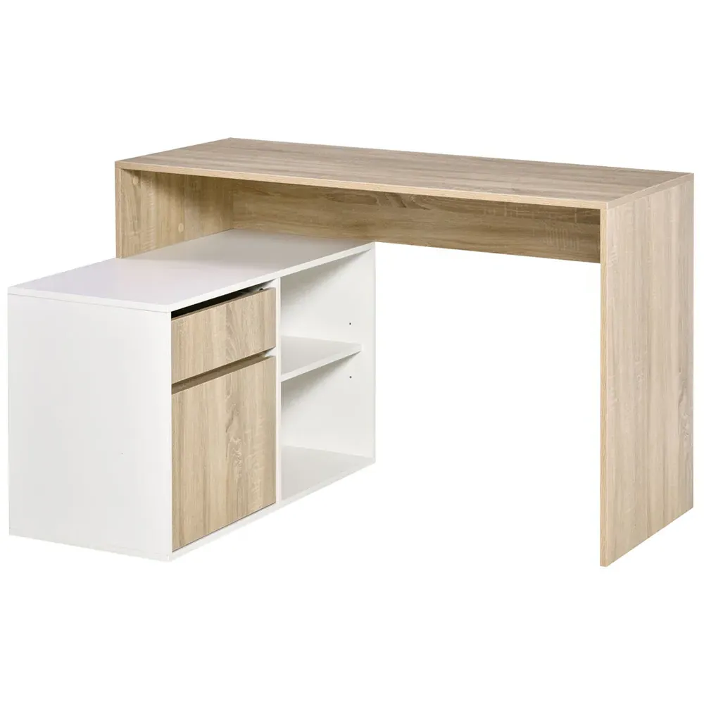 L-Shaped Corner Computer Desk - Oak, White