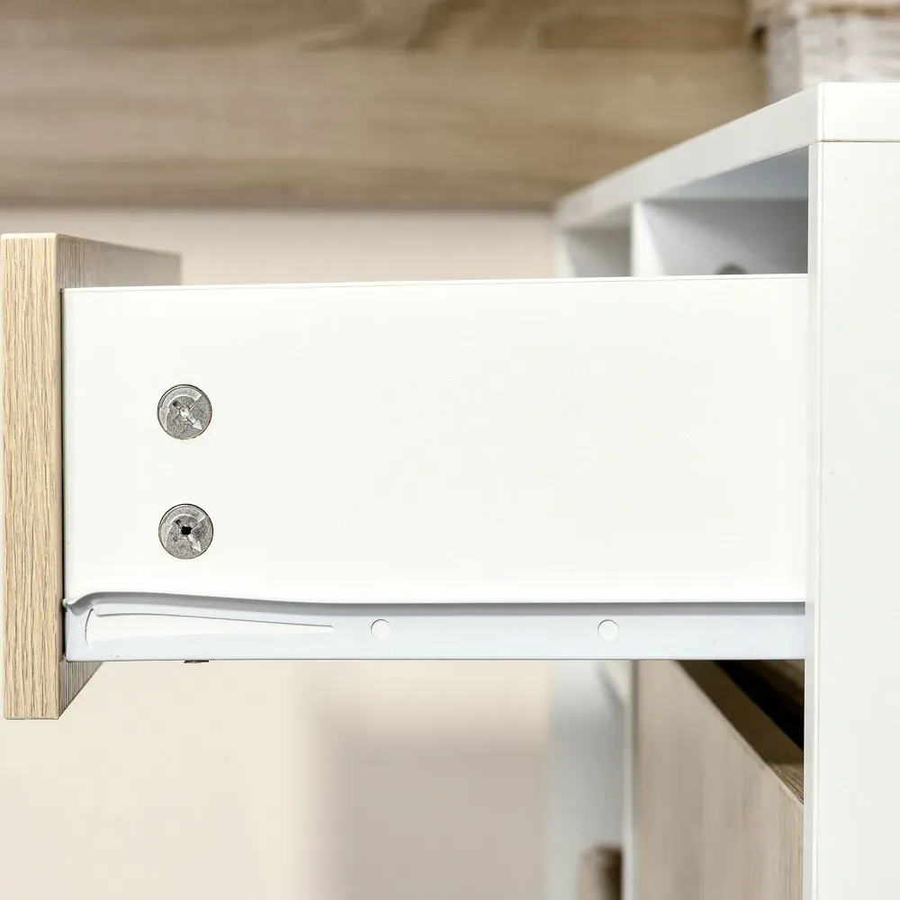 L-Shaped Corner Computer Desk - Oak, White