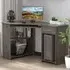 L-Shaped Corner Computer Desk with 2 Shelves - Grey