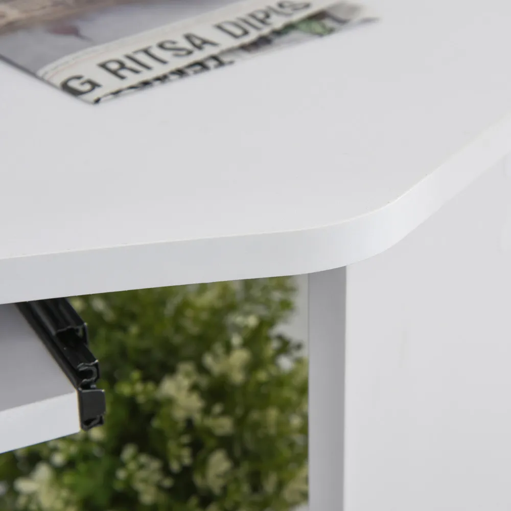 L-Shaped Corner Computer Desk with 2 Shelves - White