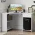 L-Shaped Corner Computer Desk with 2 Shelves - White