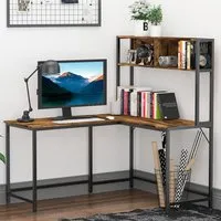 L-Shaped Desk with Storage - Brown