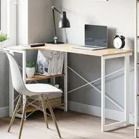 L-Shaped Folding Corner Desk - Brown, Oak