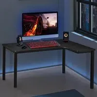 L-Shaped Left Hand Gaming Corner Computer Desk - Black
