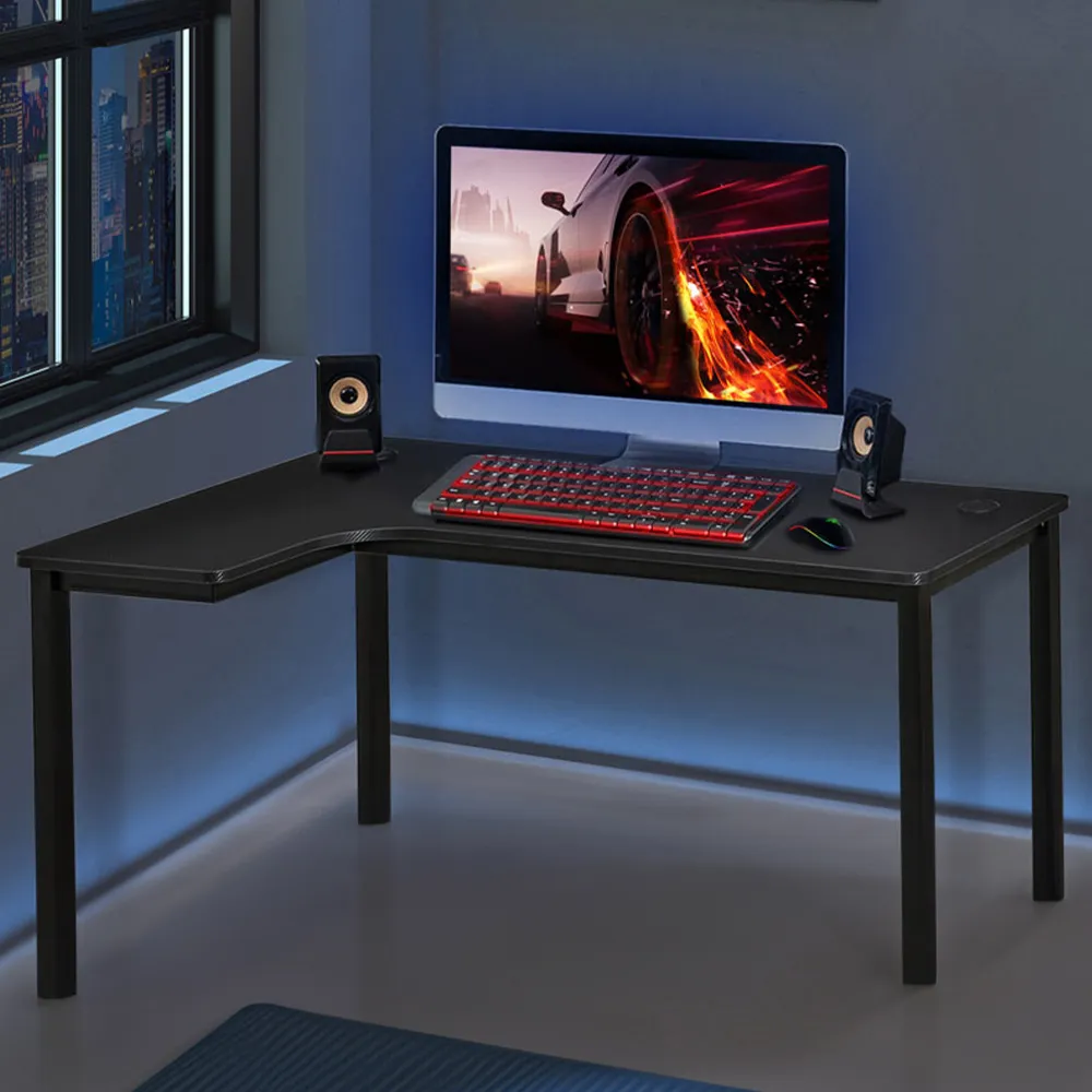 L-Shaped Left Hand Gaming Corner Computer Desk - Black image