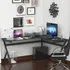 L-Shaped Office Desk with CPU Rack - Black