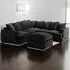 Lana 5-Seater T Arm Sofa with Footstool - Black, Jumbo Cord