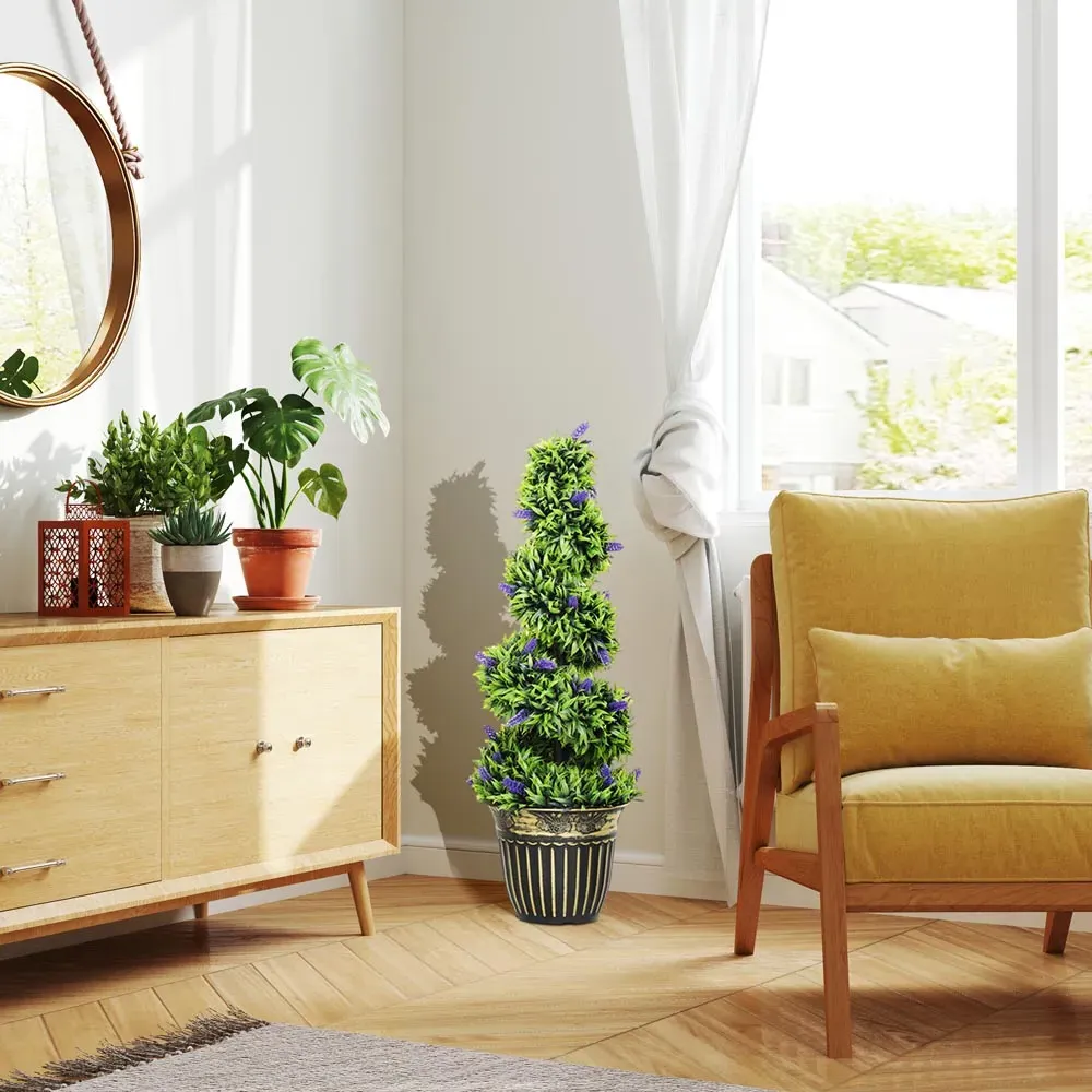 Lavender Artificial Plant in Pot 90cm 2 Pack - Blue